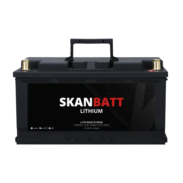 SKANBATT litiumbatteri 12V 104Ah BMS för båt husbil