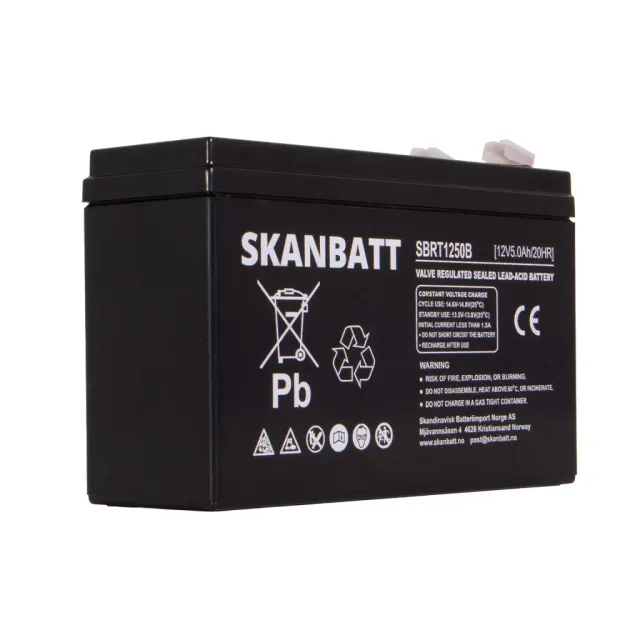 SKANBATT AGM Batteri 12V 5Ah SBRT1250B F2