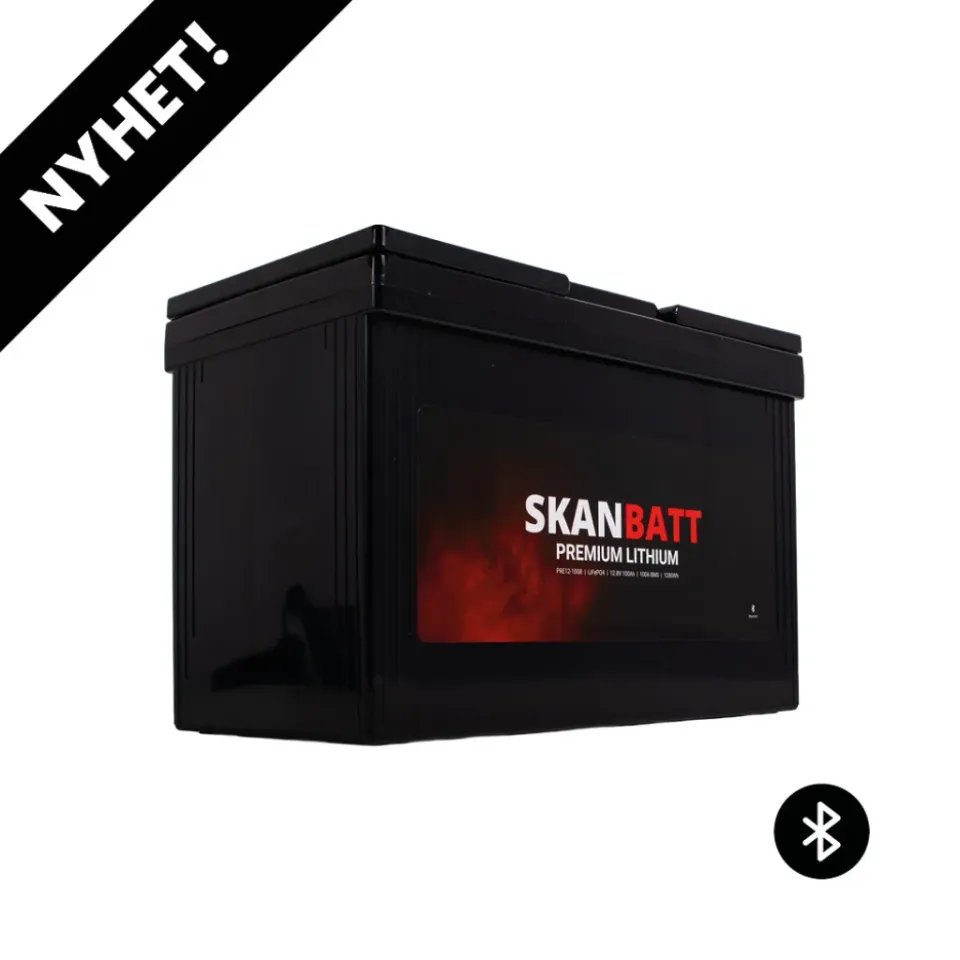 SKANBATT Premium Lithium 12V 100Ah Bluetooth batteri