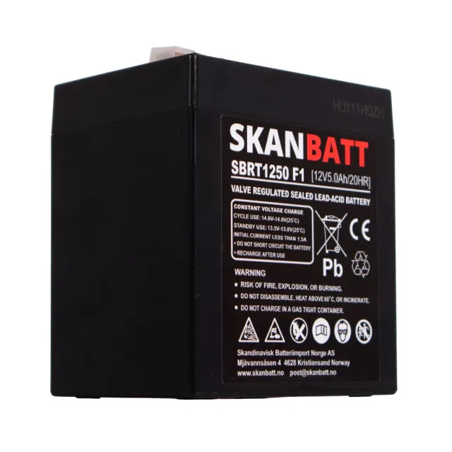 SKANBATT SBRT1250 AGM-batteri 12 V 5 Ah F1