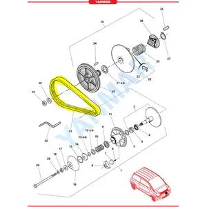 Microcar Variatorrem 819 mm för Yanmar MC