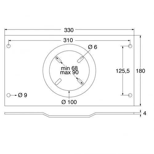 Marin & Fritid topp monteringsplatta 18x33 cm stativ