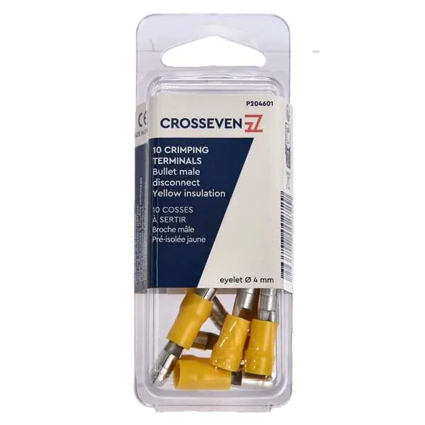 Marin & Fritid Rundstift gul 4mm hane 10-pack 4-6mm²