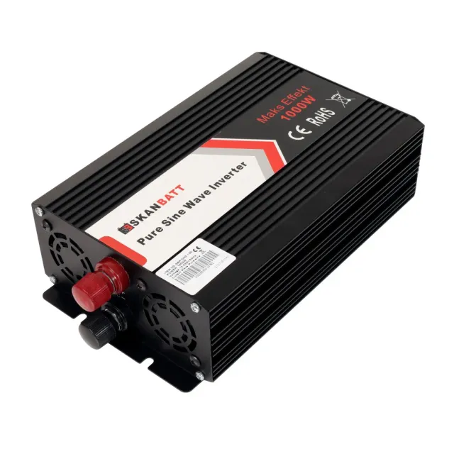 Skanbatt Inverter 12V växelriktare 1000W ren sinus med fjärrkontroll