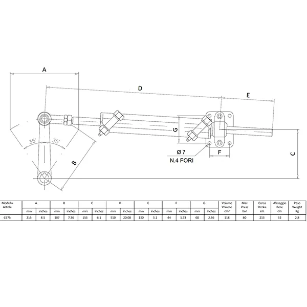 Mavimare GE75 hydraulstyrning roder komplett 12 m