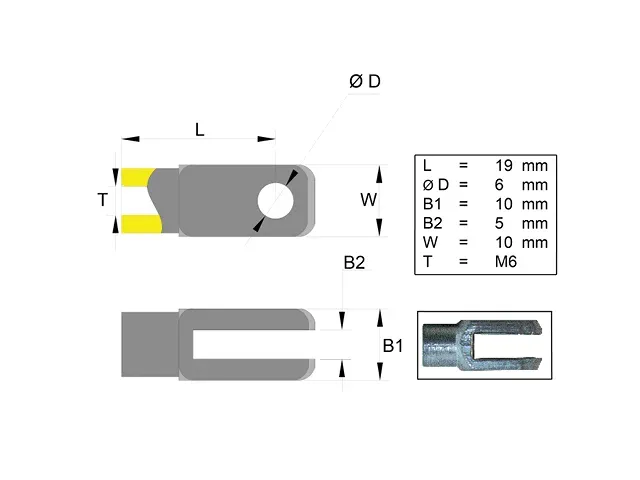 Marin & Fritid Gaffelhuvud M6 L19 stagterminal