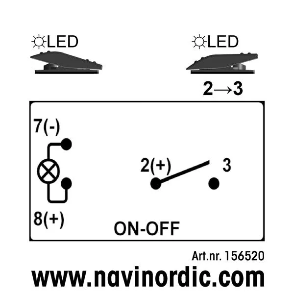 Marin & Fritid strömbrytare On-Off LED röd 12V/24V