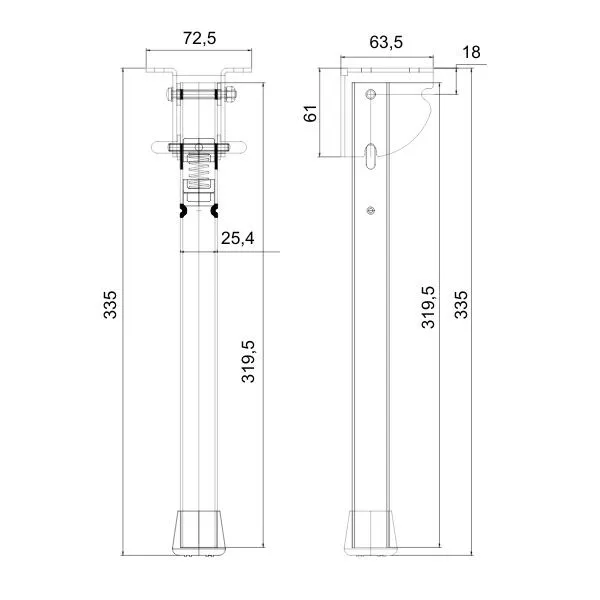 Marin & Fritid bordsben aluminium 33,5 cm stöd