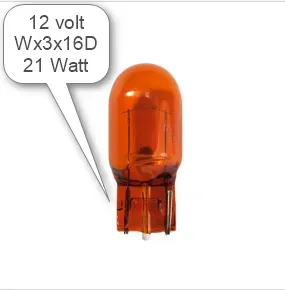 Marin & Fritid Glödlampa WX3x16D 12V 21W orange