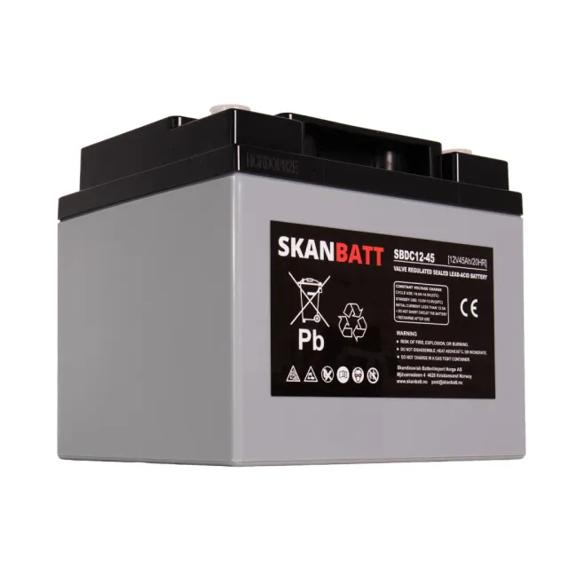 SKANBATT SBDC12-45 AGM-batteri 12V 45Ah +höger