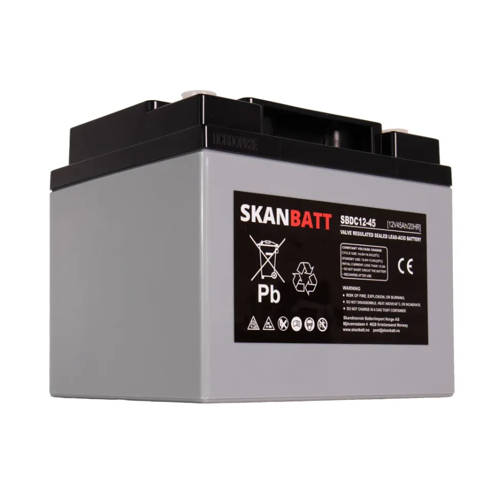 SKANBATT SBDC12-45 AGM-batteri 12V 45Ah +höger