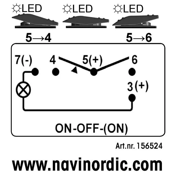 Marin & Fritid On-Off-On strömbrytare LED röd