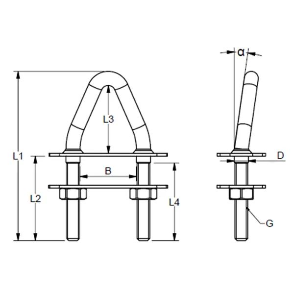 Marin & Fritid Röstjärnsbygel 8mm 8° M8 rostfri