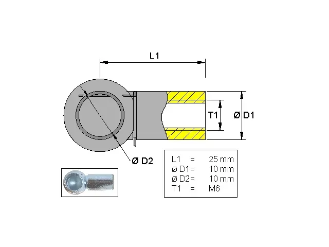 Marin & Fritid Kulhållare M6 metall L25