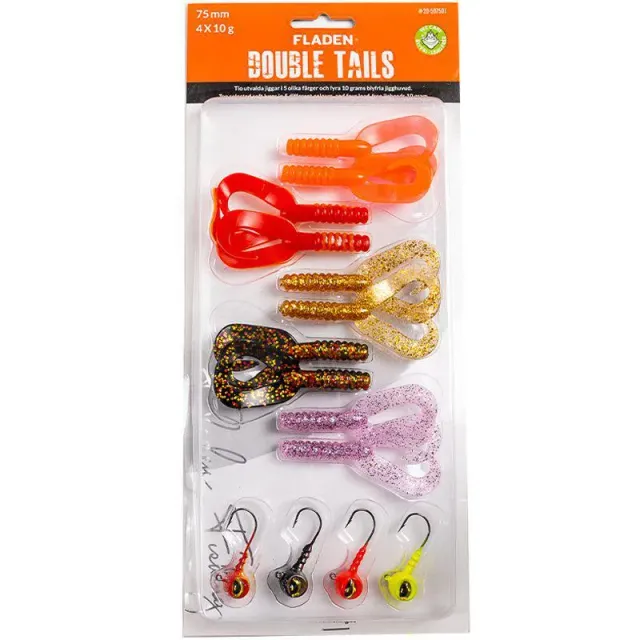 Marin & Fritid Double Tails jiggsortering 75 mm 10-pack mjuk