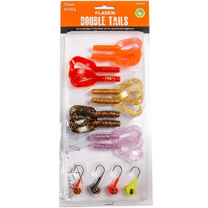 Marin & Fritid Double Tails jiggsortering 75 mm 10-pack mjuk