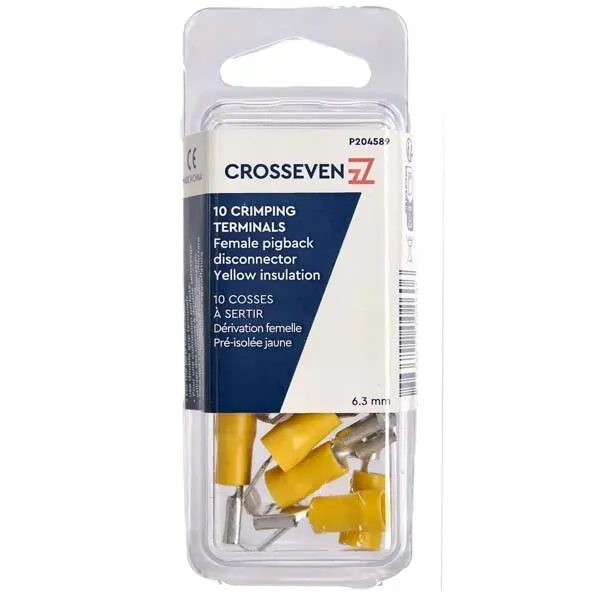 Marin & Fritid flatstiftshylsa dubbel gul 6,3mm 10-pack