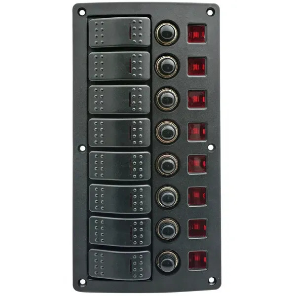 1852 Elpanel 8 kontakter med automatsäkringar 12V