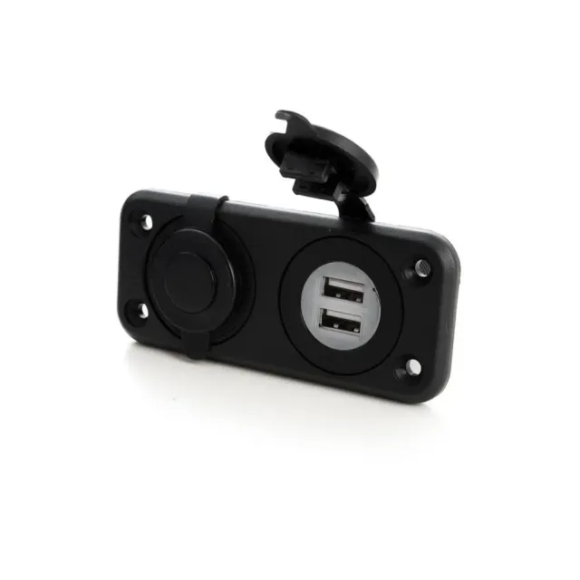 Marin & Fritid USB-uttag dubbelt 12/24V cigarett infällt