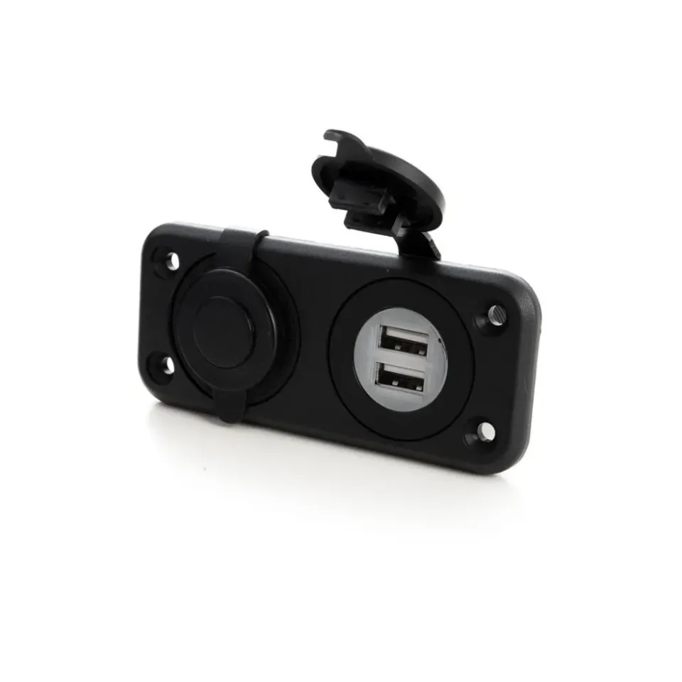 Marin & Fritid USB-uttag dubbelt 12/24V cigarett infällt