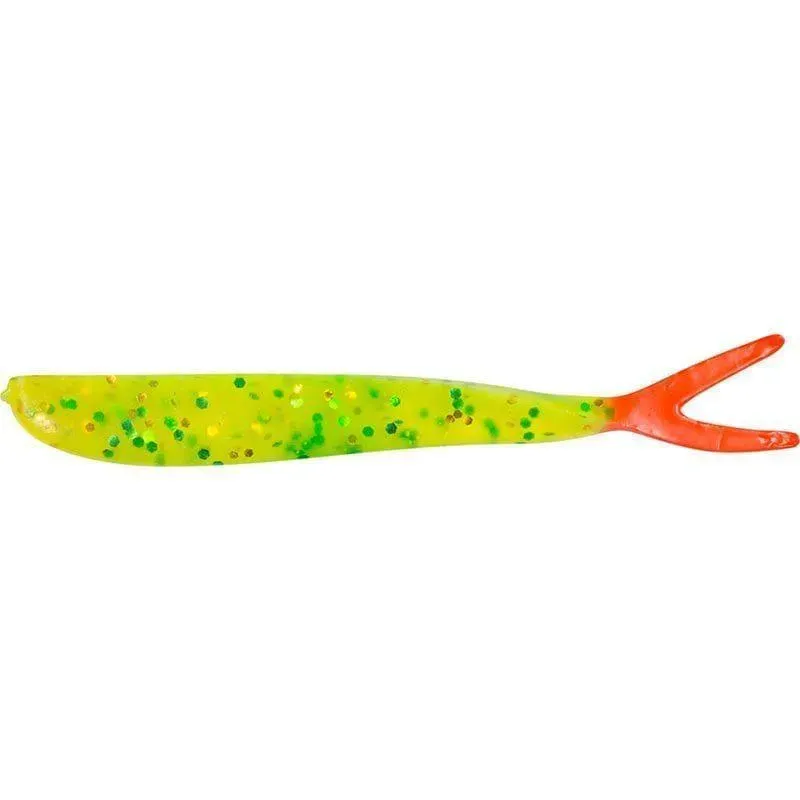 Marin & Fritid Twin Tail jigg 7,5 cm chartreuse röd stjärt