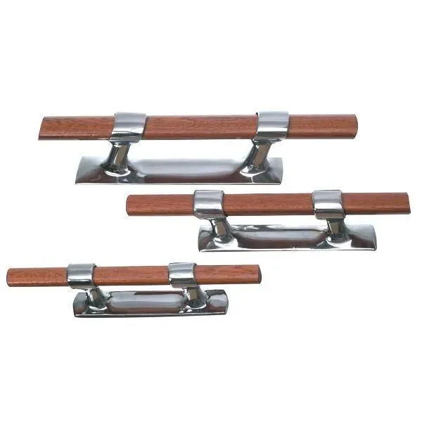 Marin & Fritid pollare 222 mm kromad mässing teakstock