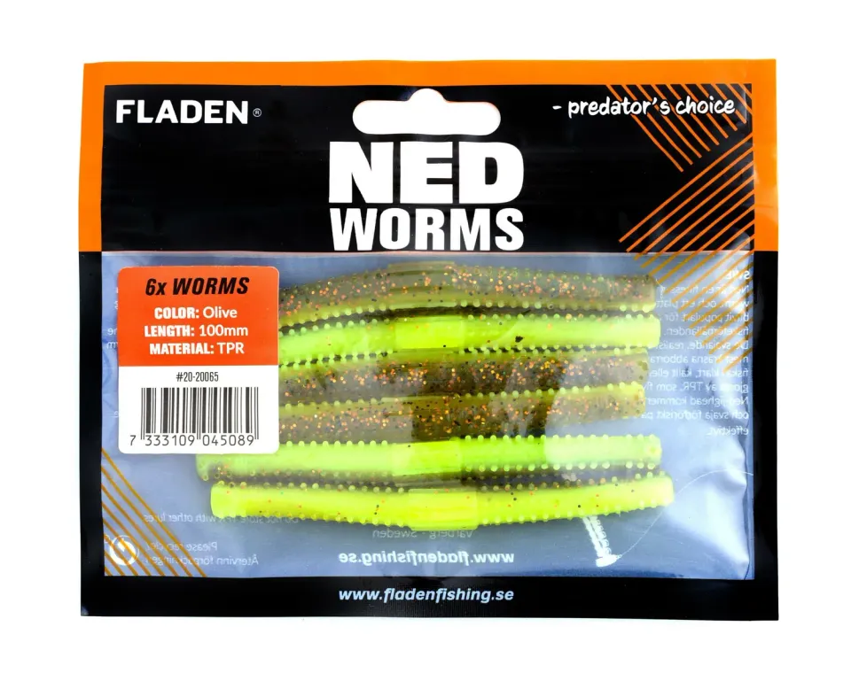 Marin & Fritid NED Worm jigg 10 cm olive 6-pack finess