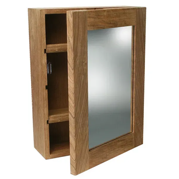 Marin & Fritid Toalettskåp spegeldörr badrumsskåp teak 33x46x11 cm