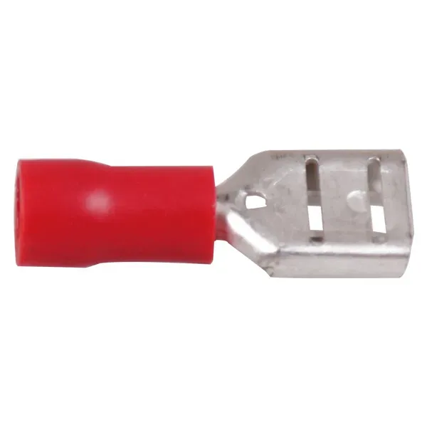 Flatstiftskontakt hona röd 4,8x0,8mm 10-pack kabelsko