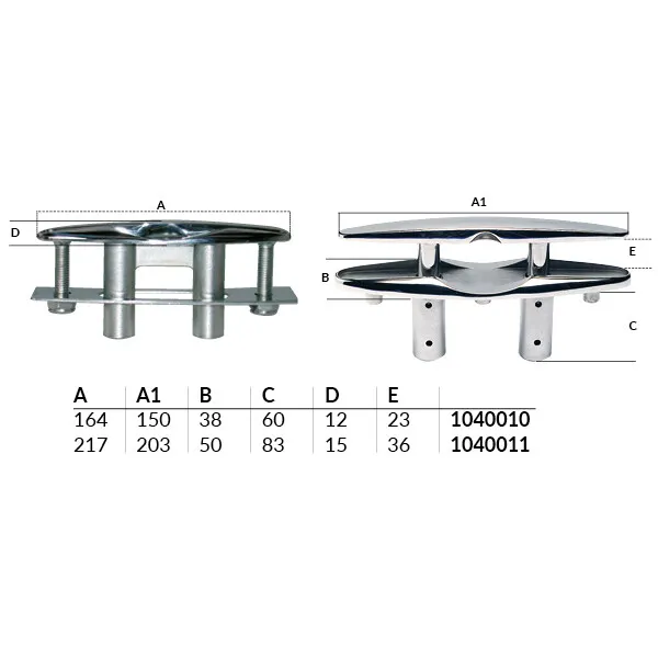 Marin & Fritid Pop-up-pollare RF 164/150mm rostfri knap