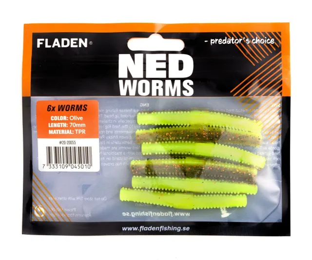 Marin & Fritid NED worm jigg 7 cm olive 6-pack