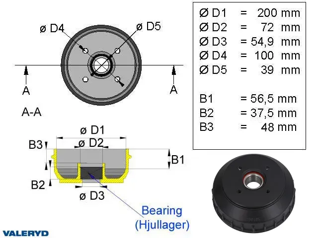 Marin & Fritid bromstrumma 200x50 4x100 Euro Kompaktlager
