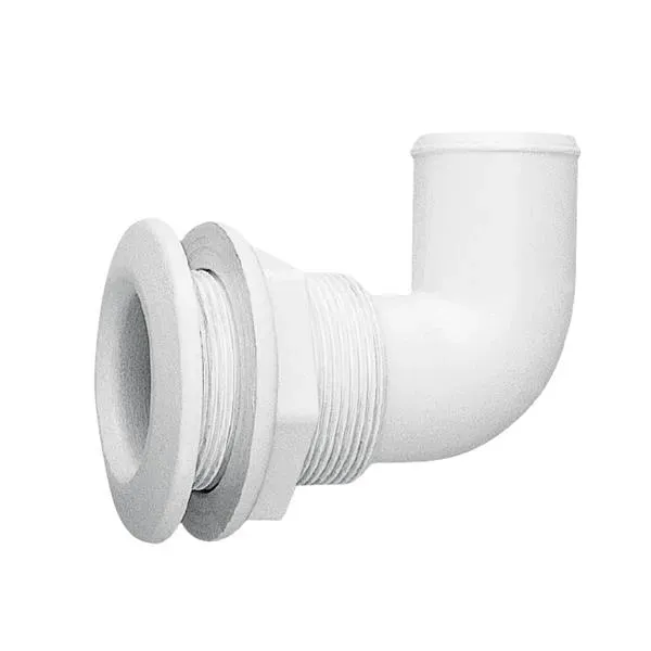Marin & Fritid Bordsgenomföring 90° 20 mm plast vit vinklad