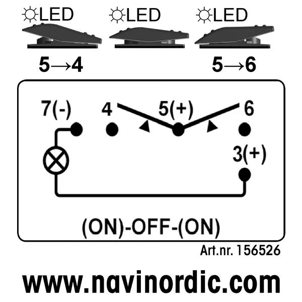 Marin & Fritid strömbrytare (On)-Off-(On) LED röd 12V