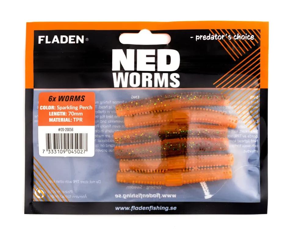 Marin & Fritid NED worm 7 cm jigg Sparklingperch 6-pack