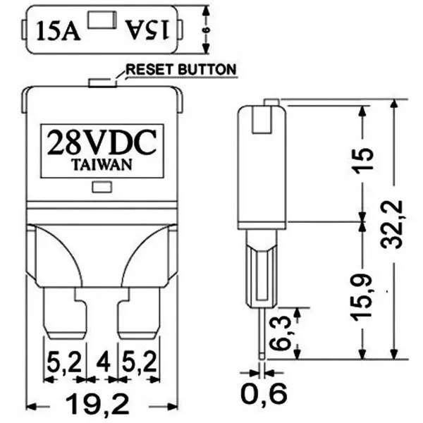 Automatbladsäkring 15 A flatstift