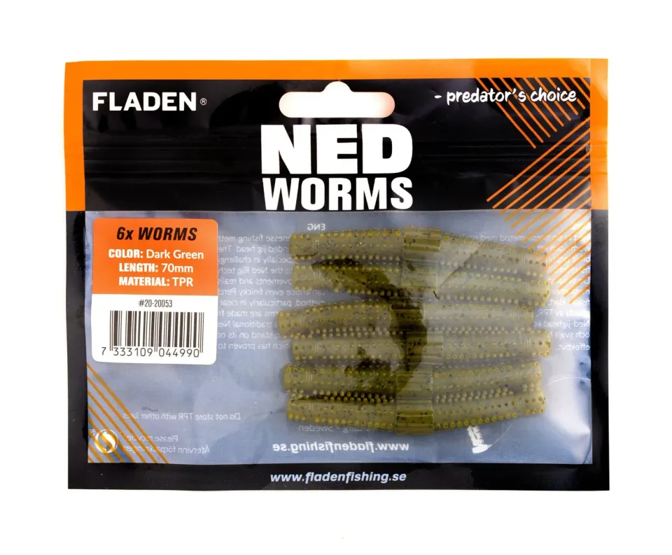 Marin & Fritid NED worm jigg 7 cm 6-pack mörkgrön