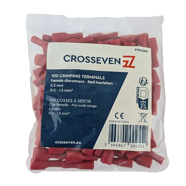 Marin & Fritid flatstiftshylsa röd 6,3 mm 100-pack isolerad