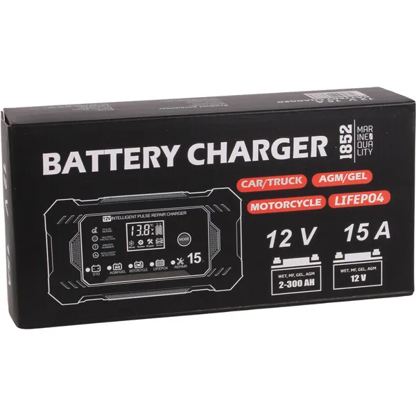 1852 Smartladdare batteriladdare 12V 15A LiFePO4 LCD