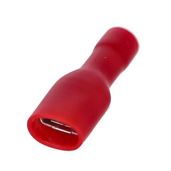 Marin & Fritid flatstiftshylsa röd 6,3 mm 100-pack isolerad