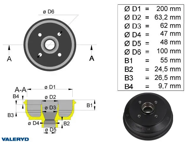 Marin & Fritid S2005-5 bromstrumma 200x50 4x100 5 mm-lager