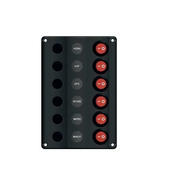 Marin & Fritid Wave elpanel 6 kontakter 12V LED