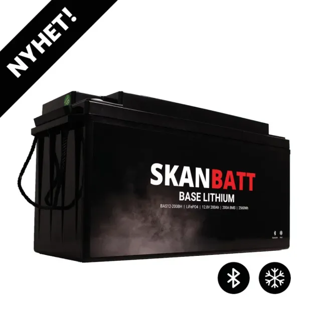Skanbatt Base Lithium litiumbatteri 12V 200Ah med värme