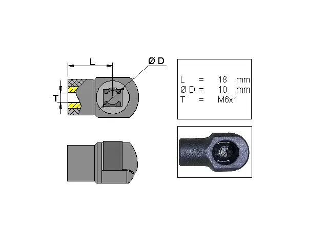 Marin & Fritid kulhållare plast M6 L18 mm