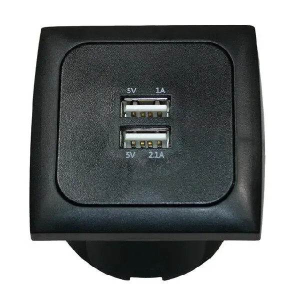 Marin & Fritid USB-A uttag dubbel 12/24V svart inbyggnad