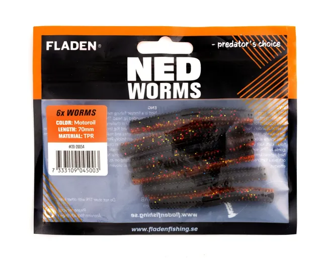 Marin & Fritid NED worm 7cm Motoroil 6-pack jigg