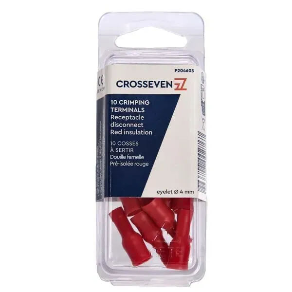Marin & Fritid rundstiftshylsa röd 4 mm kabelsko 10-pack hona