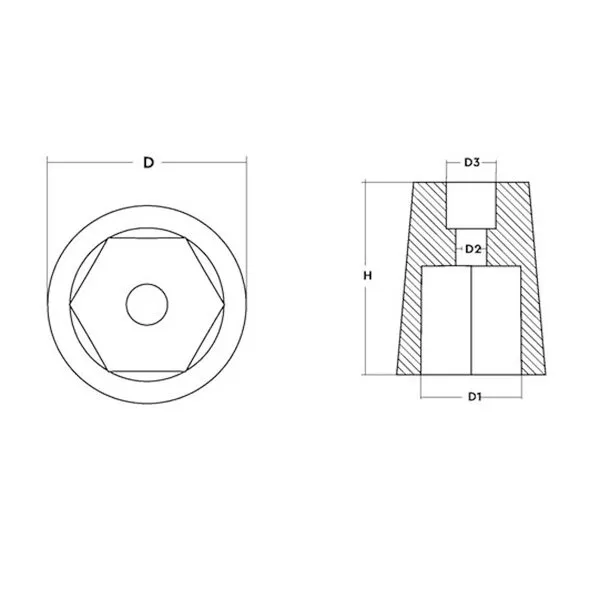 Crosseven zinkanod axelmutter ø40 mm sexkant