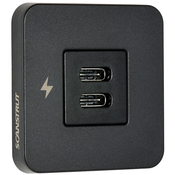 Scanstrut Tile inbyggnadsladdare USB-C dubbel 12/24V svart