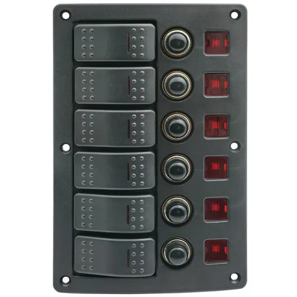 1852 elpanel 6 kontakter automatsäkring belyst